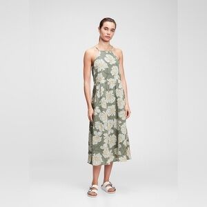 Gap Green Floral Halter Midi Dress